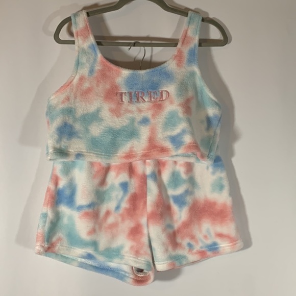 Rose & Vine Pastel Pink & Blue Fuzzy Pajama Set - Picture 3 of 6